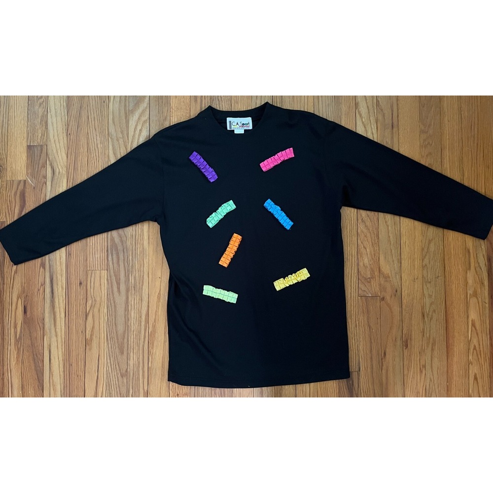 Vintage 1980s Granny Chic Retro CA Sport Rousso Apparel Sweatshirt w/ Ribbons M